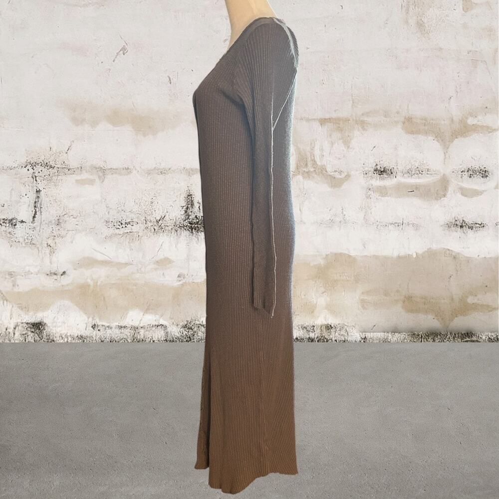 Anthropologie T.LA $88 Sasha Ribbed Cotton Gray Midi Dress Medium NWT - Picture 4 of 7